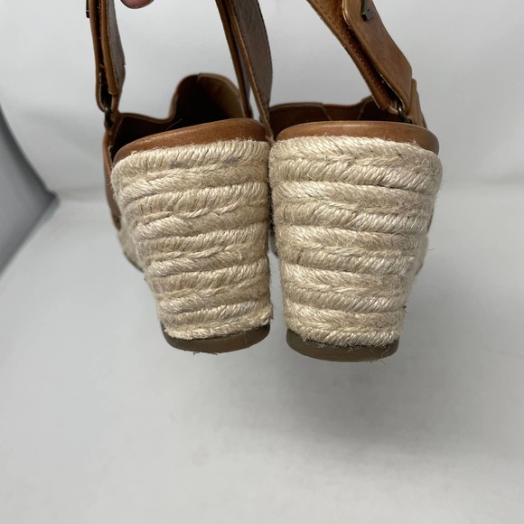 Vionic Brown Toffee Zamar Espadrille Wedge Crossover Leather Sandals Size US 9.5 - Picture 9 of 13